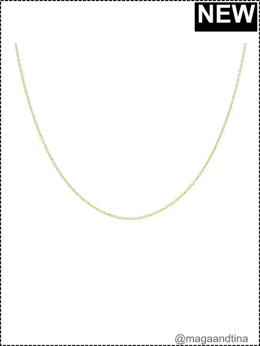 Dainty 18K Gold Plated Chain Necklace for Women - Cable Chain, 16 inch
